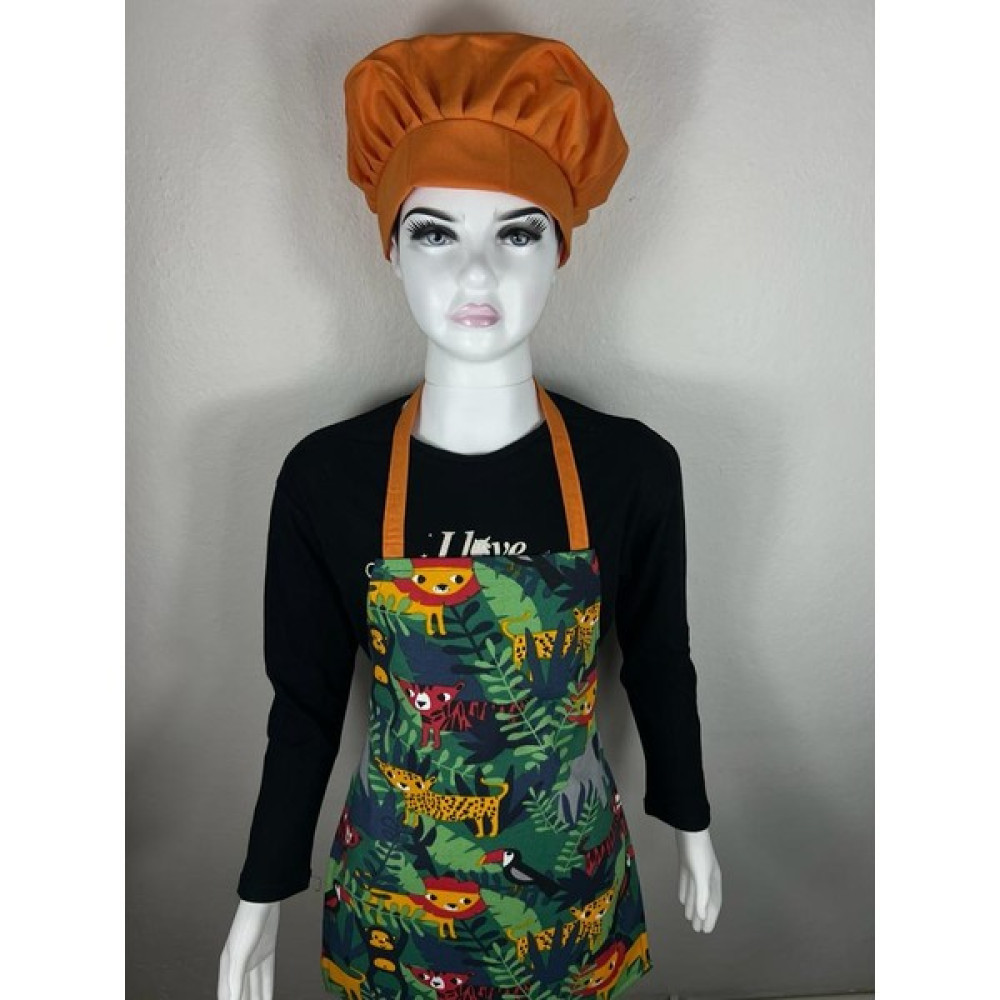 Nazhira Tekstil Amazon Çocuk Chef Şapkalı Mutfak Önlüğü - Standart - Renkli Mutfak Önlüğü Fiyatı
