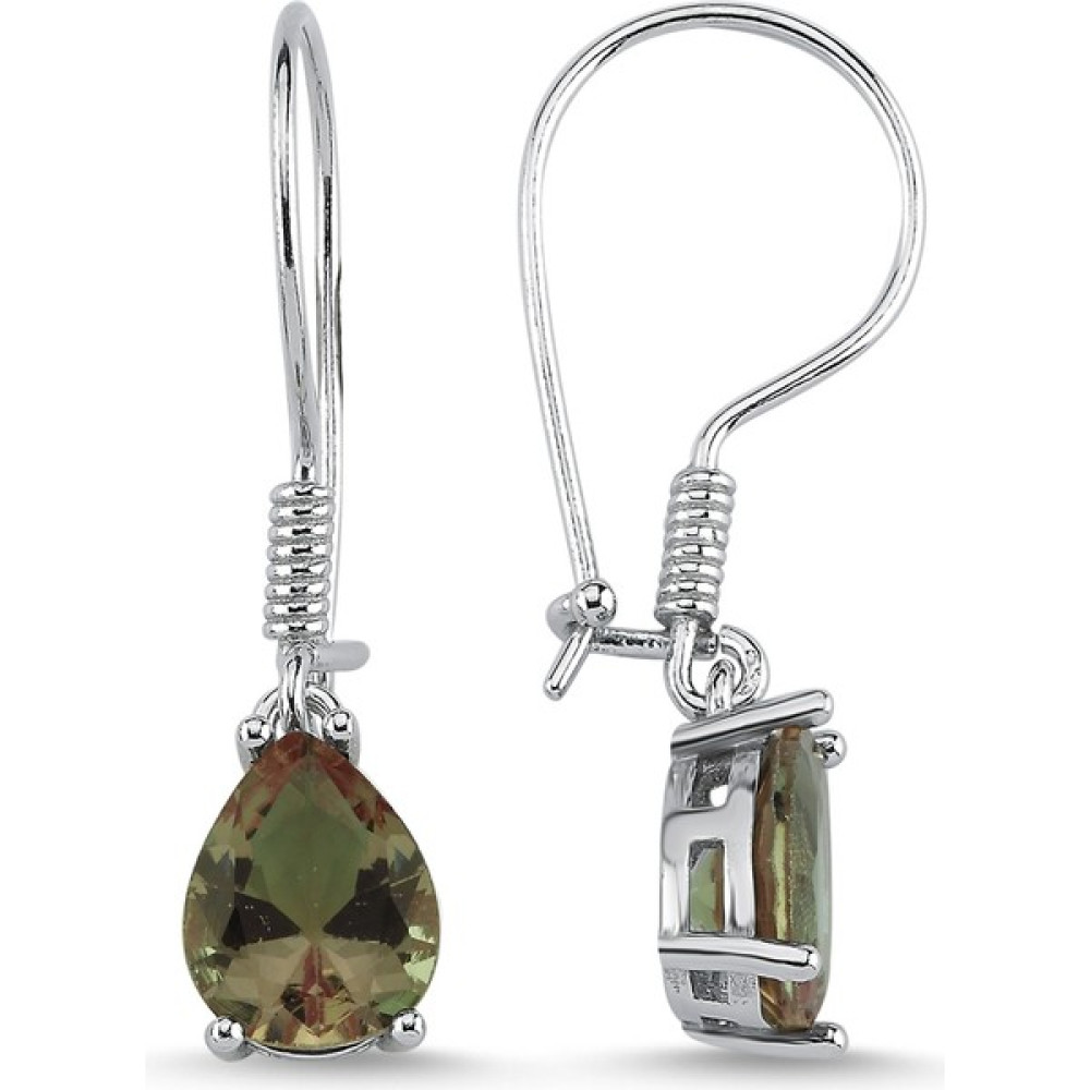 Nazik Endam 8 x 10 mm Damla Sultanit Zirkon Tektaş Mengeç Kadın 2.96 Gram Küpe - Standart Gümüş Küpe Fiyatı