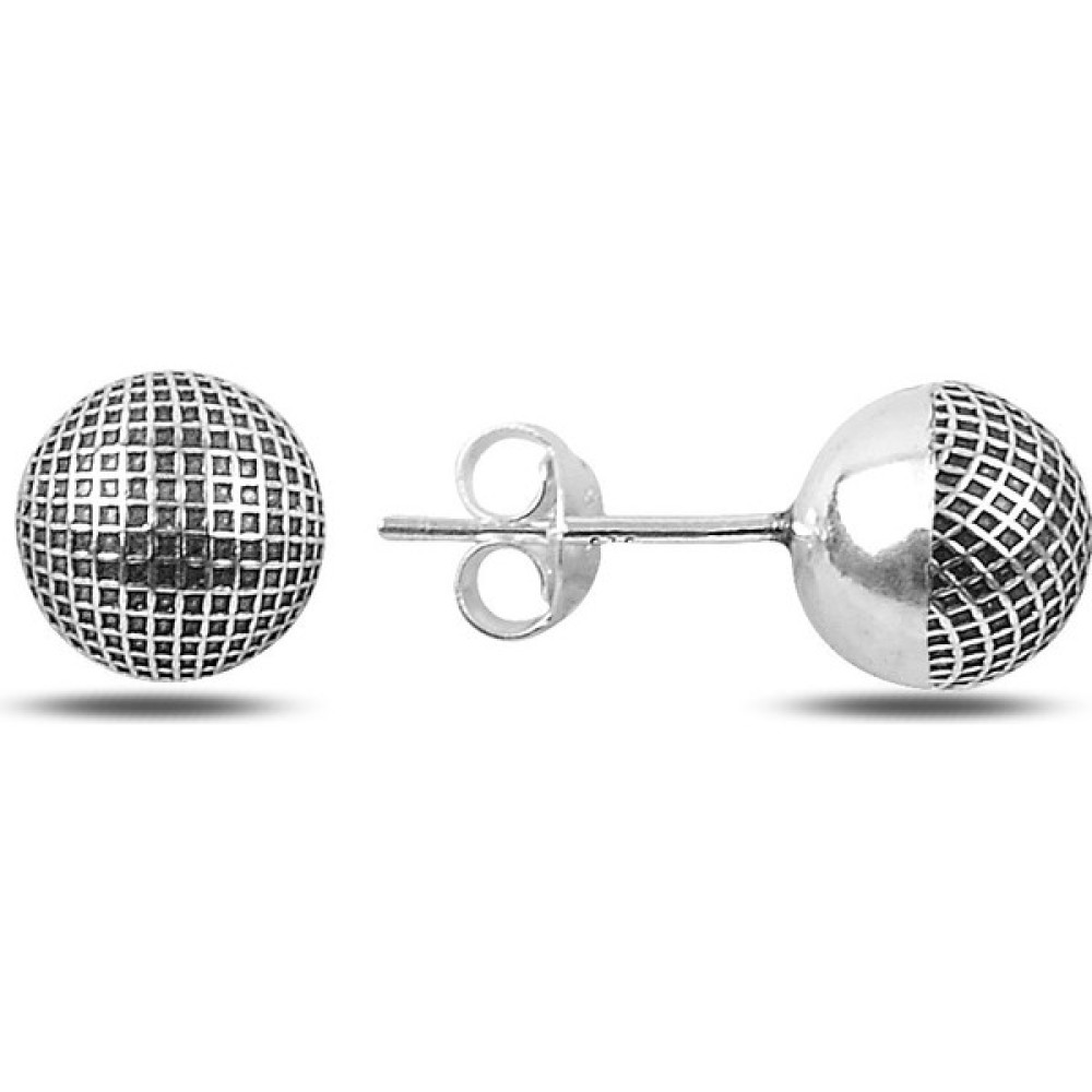 Nazik Endam Desenli Oksitli 8 mm Top Kadın 1.54 Gram Küpe - Standart - Gümüş Gümüş Küpe Fiyatı