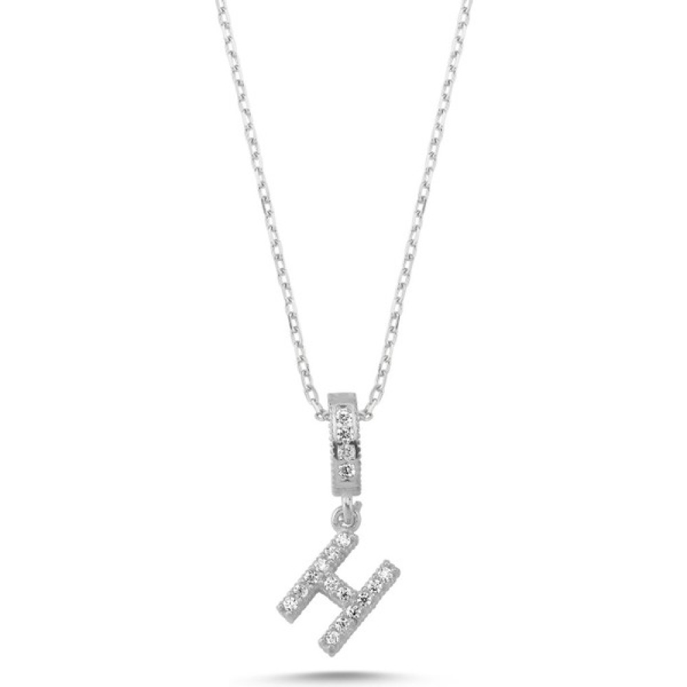 Nazik Endam -H- Harfi Zirkon Taşlı Hayalet Kolye Kadın 2.05 Gram - Standart Gümüş Kolye Fiyatı