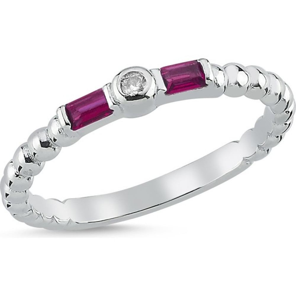 Nazik Endam Özel Seri - Baget Yakut Zirkon Taşlı Yüzük - Kadın - 1.76 Gram - 15 Gümüş Yüzük Fiyatı
