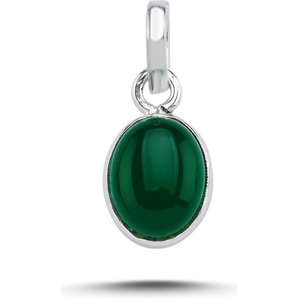 Nazik Endam Yeşil Akik & Oval Doğal Taşlı Kolye Ucu - Kadın - 1.20 Gram - Standart - Gümüş Gümüş Kolye Fiyatı
