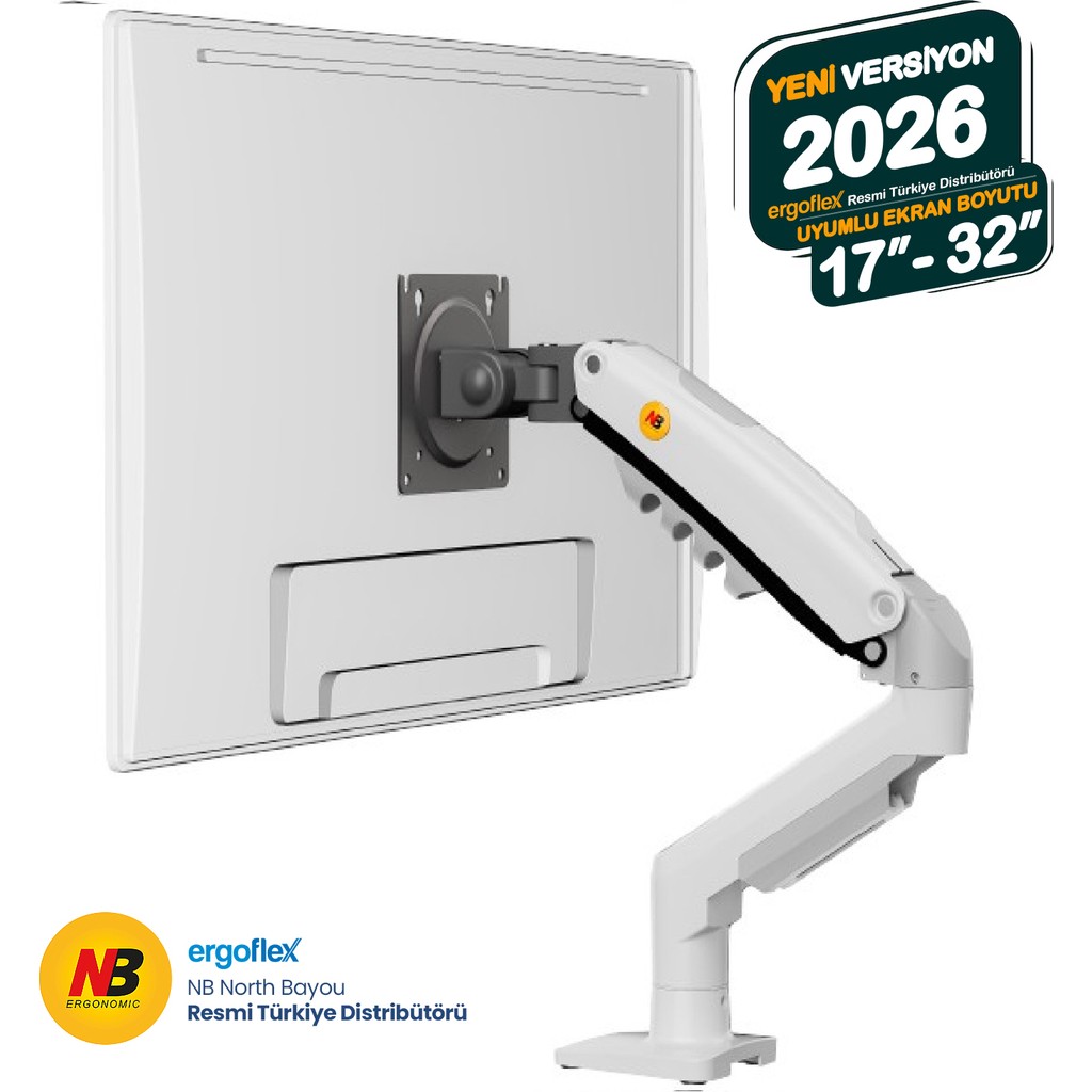 Nb North Bayou Nb F80 17"-32" Amortisörlü Monitör Standı 2026 Versiyon Beyaz Metal 2-9 kg Taşıma Kapasitesi Monitör Aksesuarları Fiyatı