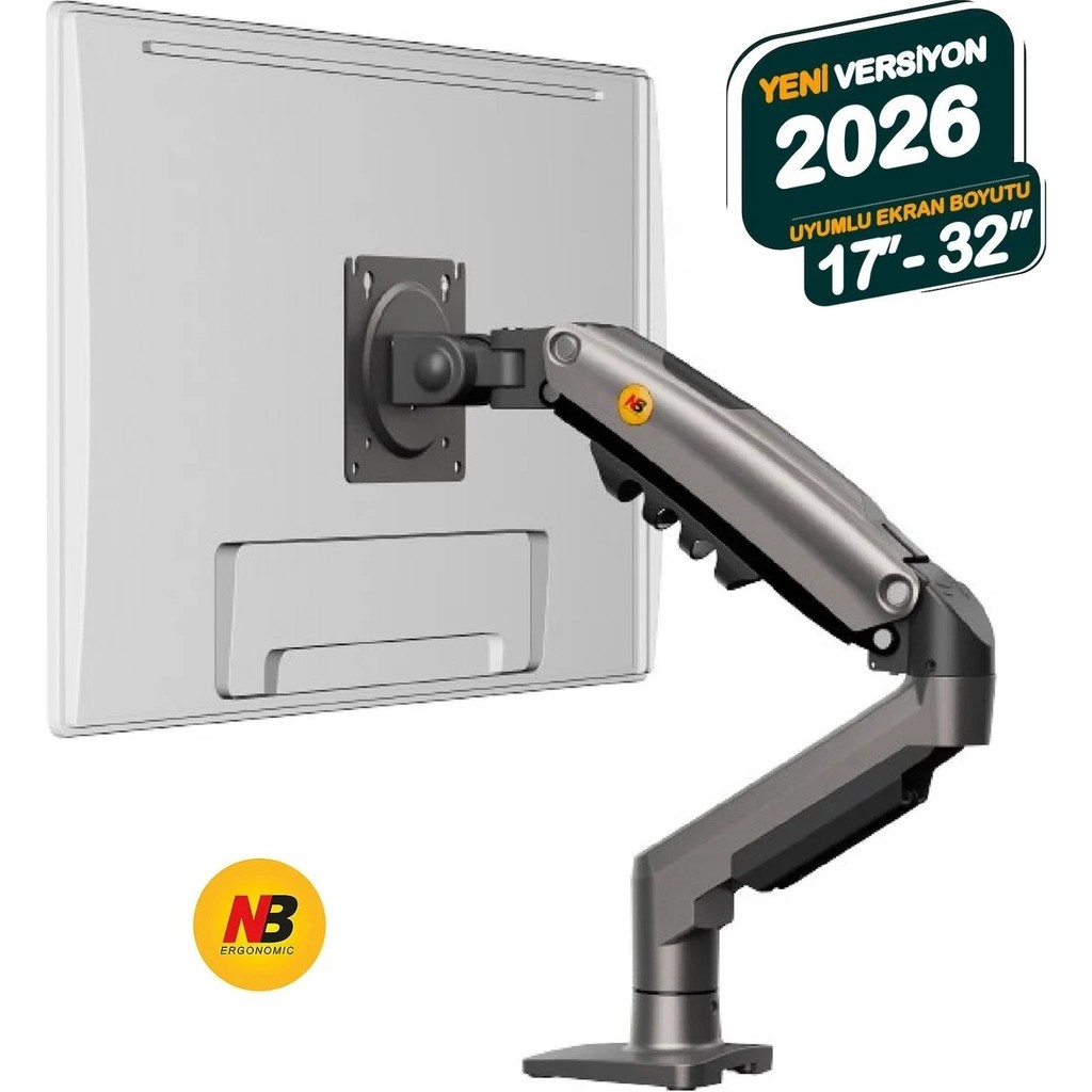 Nb North Bayou Nb F80 17-32 Inch Monitör Tutucu Kol 2-9kg Amortisörlü Vesa Monitör Standı 2026 Versiyon - Antrasit Monitör Aksesuarları Fiyatı