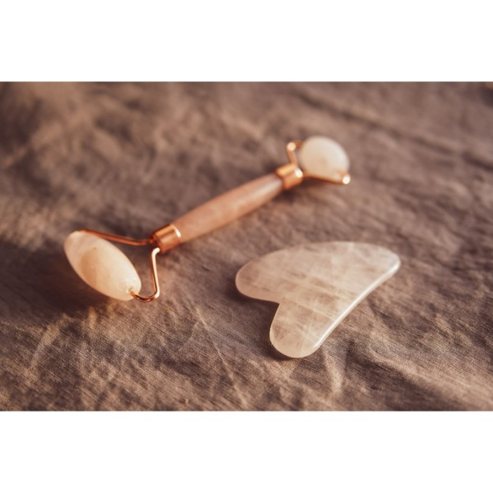 NBS Beautiful Naturel Stones Pembe Kuvars Gua Sha Yüz Masaj ve Yüz Yogası Taşı Roller Masaj Cihazları Fiyatı