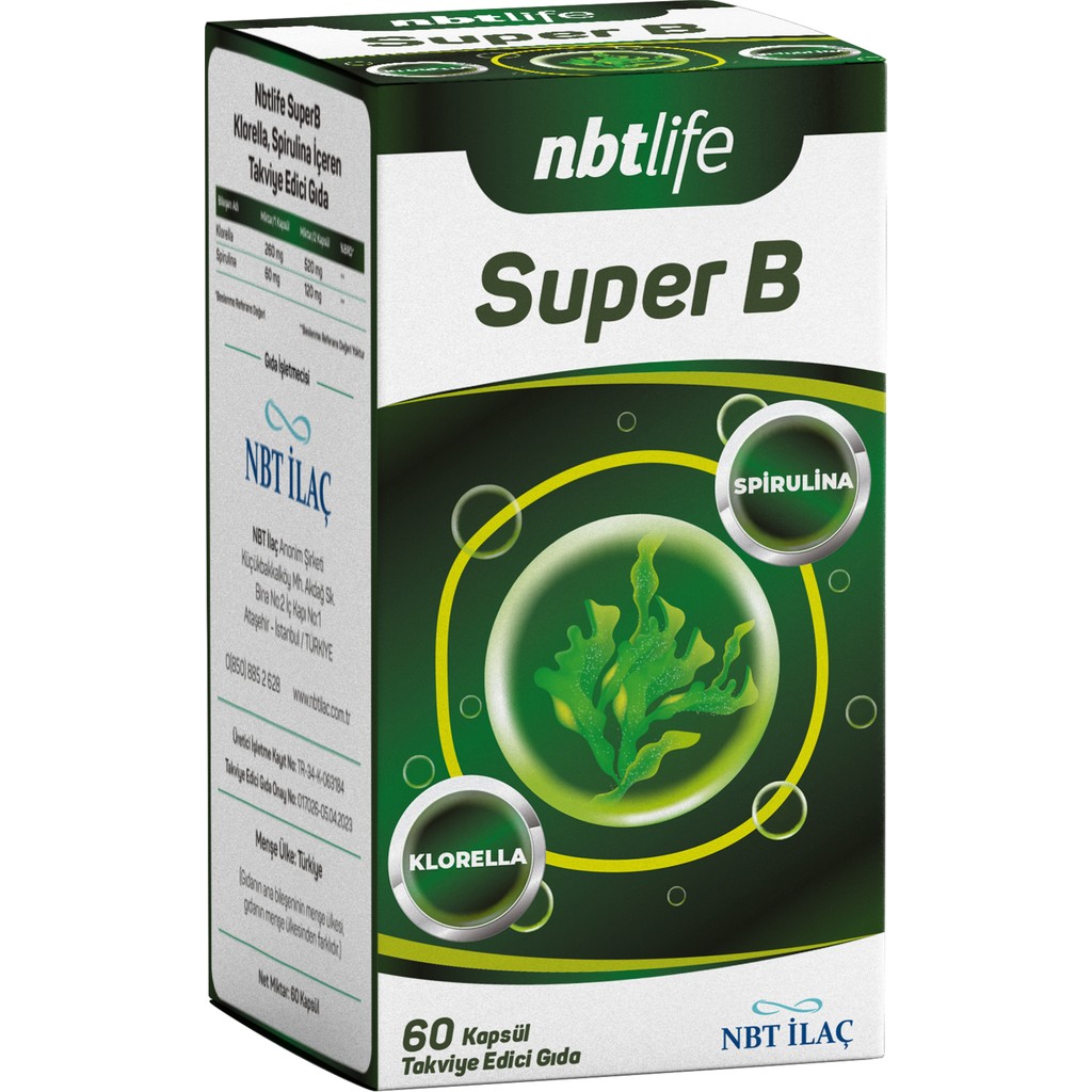 Nbt Life Super B Klorella Spirulina İçeren Takviye Edici Gıda 60 Kapsül Diğer Fiyatı