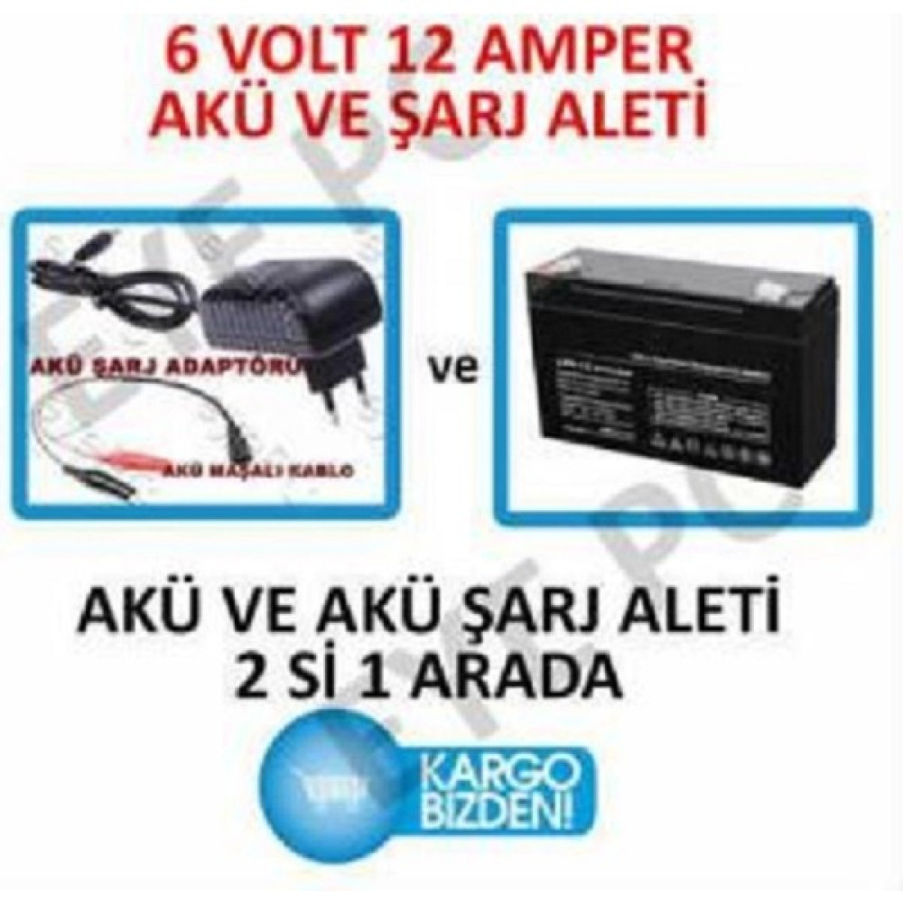 Ncpline 6 Volt 12 Amper Akü ve Akü Şarj Aleti 6 Volt Çocuk Scooter Aküsü ve Şarj Aleti Adaptörü Akü Fiyatı