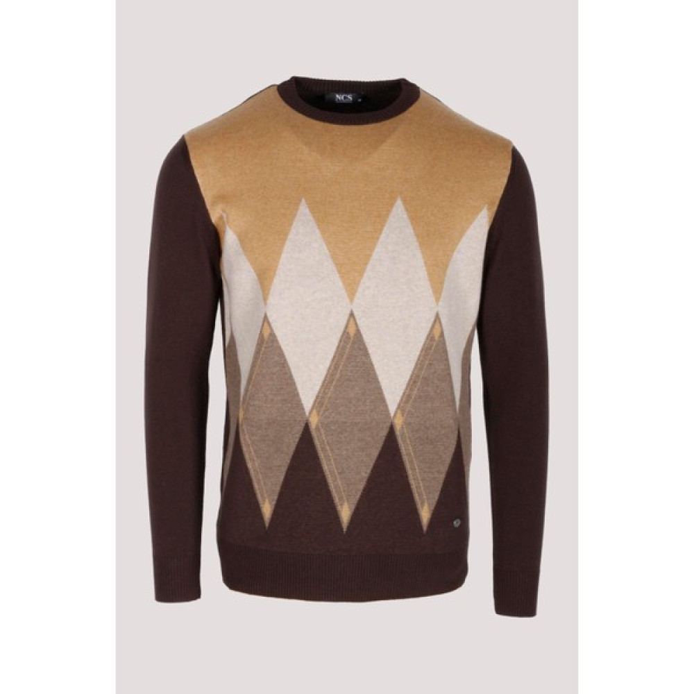 Ncs Erkek Triko Kahve Bisiklet Yaka Baklava Desenli Slim Fit Pamuklu Kazak Ncs 3727 Erkek Kazak & Süveter & Triko Fiyatı