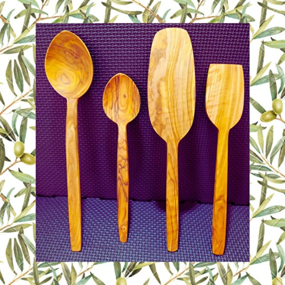 ncy Zeytin Ağacı Spatula Kaşık Seti 4 ' Lü - Ahşap Çatal / Kaşık / Bıçak Takımları Fiyatı