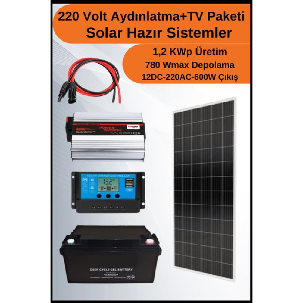 N&D Lighting Tv+Aydınlatma Grande Mono Solar Paket 220 Volt-1,2kwp - Siyah Oto, Bahçe, Yapı Market Fiyatı