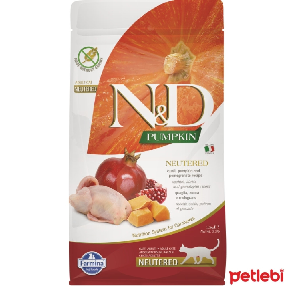 N&D Pumpkin Bıldırcın Etli Bal Kabaklı ve Narlı Tahılsız Kısırlaştırılmış Kedi Maması 1,5kg Evcil Hayvan Ürünleri Fiyatı