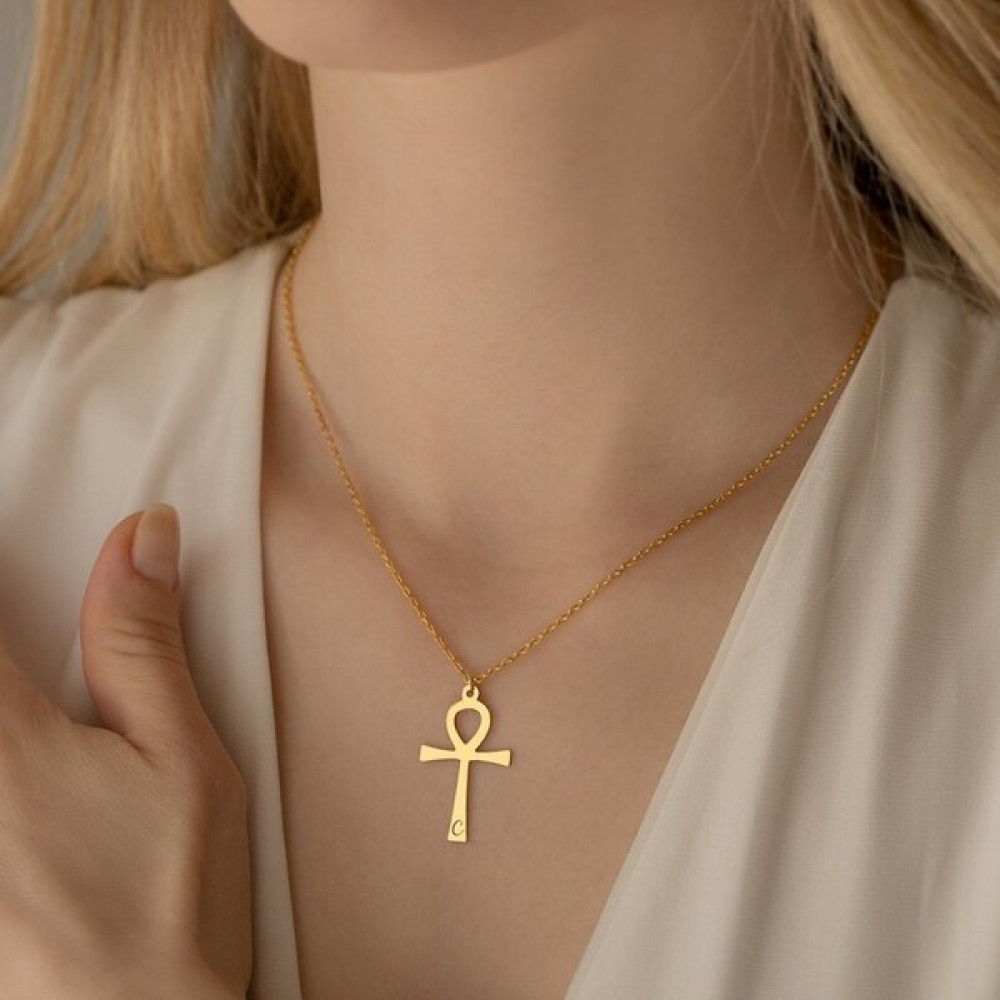 N!da Jewelry 925 Ayar Gümüş Ankh Harf Kolye Gümüş Kolye Fiyatı