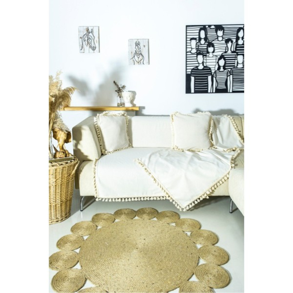 NDC Home Ham Keten Otantik Koltuk Örtüsü Koltuk Şalı - 170 x 220 cm - Krem Koltuk & Kanepe Örtüsü Fiyatı