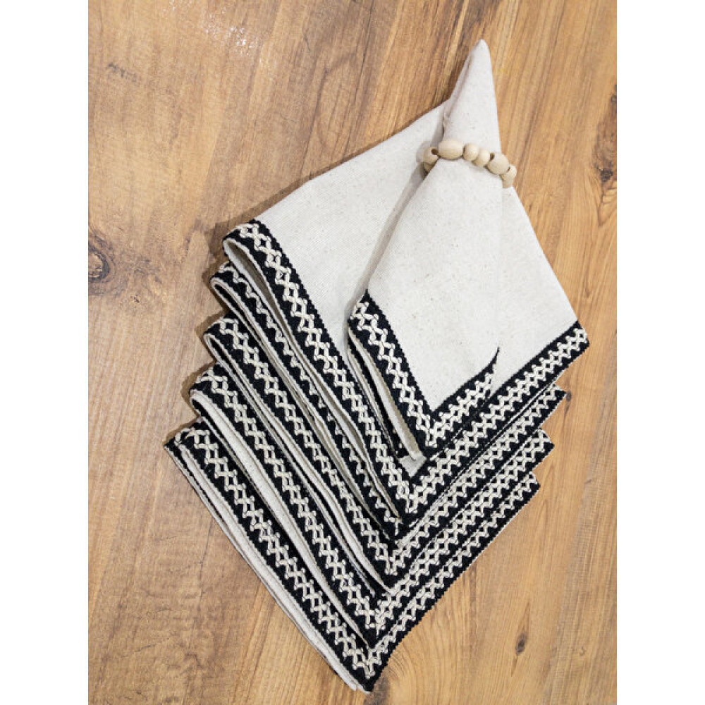 NDC Home Organik Ham Keten 6'lı Ahşap Toka Hediyeli Peçete Takımı - Krem - 45 x 45 cm Amerikan Servis Fiyatı