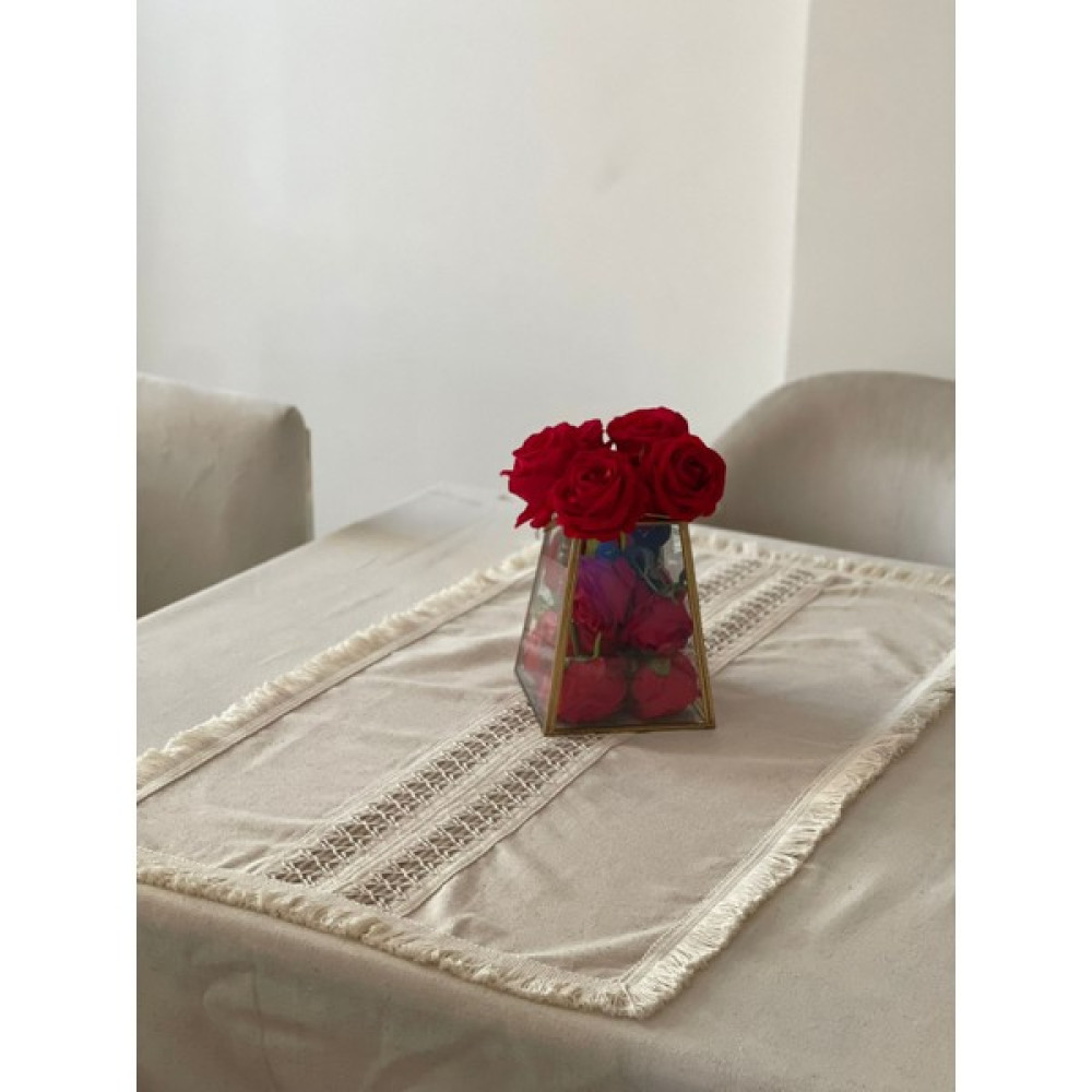 NDC Home Püsküllü Ara Dantelli Runner 40 x 80 cm Tekli - Krem - 50 x 150 cm Amerikan Servis Fiyatı