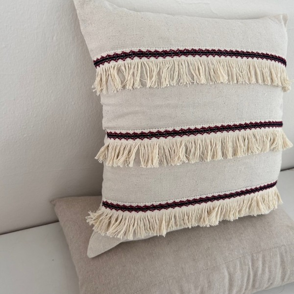 NDC Home Üç Püsküllü Keten Krem Kırlent Kılıfı 43 x 43 cm Kırlent / Mobilya Yastığı Fiyatı