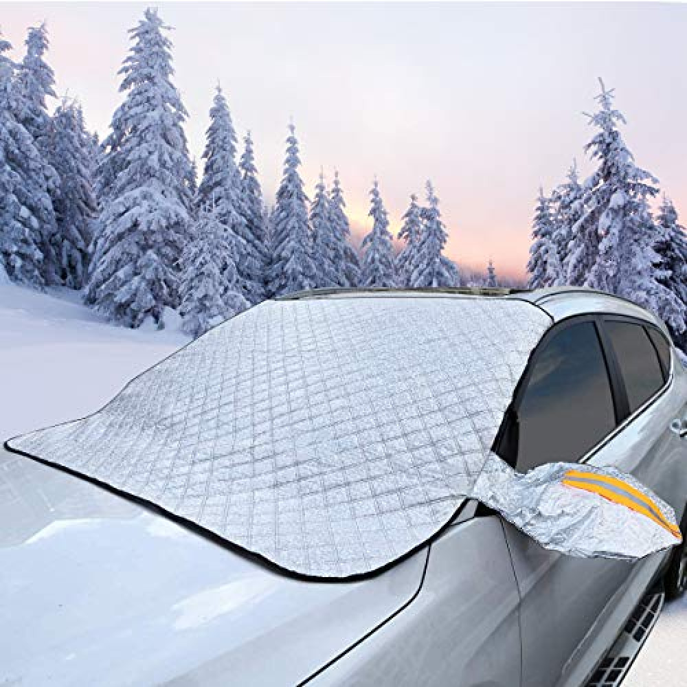 NDDI POWER Car Windshield Snow Cover, Thickened Magnetic Absorption Aluminized Film Snow Frost Shield with Mirror Cover, Extended Protection Wiper, Against Snow, Ice, Frost, Dust, Sun(67 inch×56 inch)