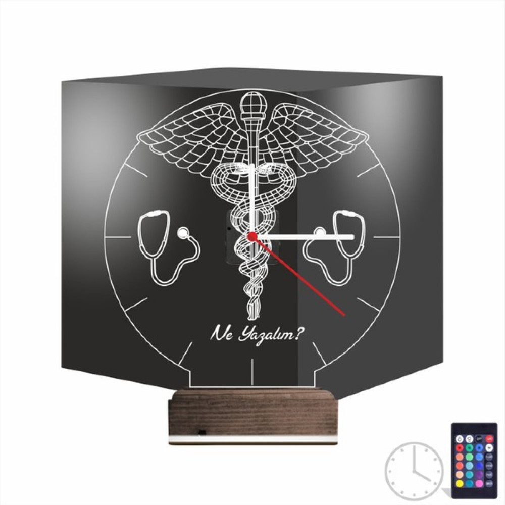 Ne gelsin 3D Lamba Kişiye Özel Saat Doktora Hediye Tıp Logo Tasarım - Renkli Gece Lambası Fiyatı