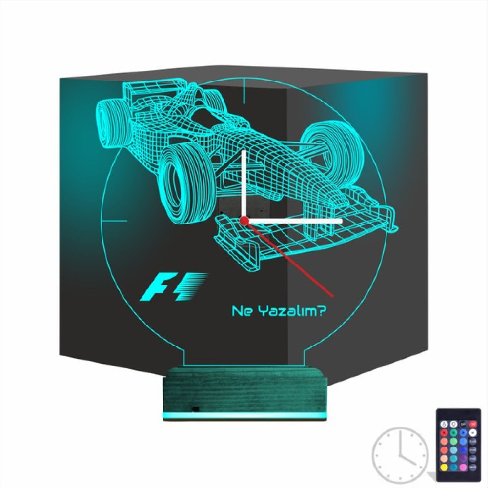 Ne gelsin 3D Lamba Kişiye Özel Saat F1 Formula 1 Araba Tasarım - Renkli Gece Lambası Fiyatı