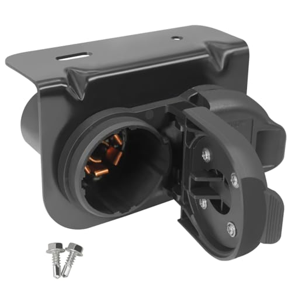 NeaLia Premium 7 and 4 Pin Trailer Connector, 7 Blade Round Trailer Socket and 4 Way Flat Adapter with Bracket, Truck Plug for Towing Pickup SUV RV Camper Hitch Wiring Harness Replacement