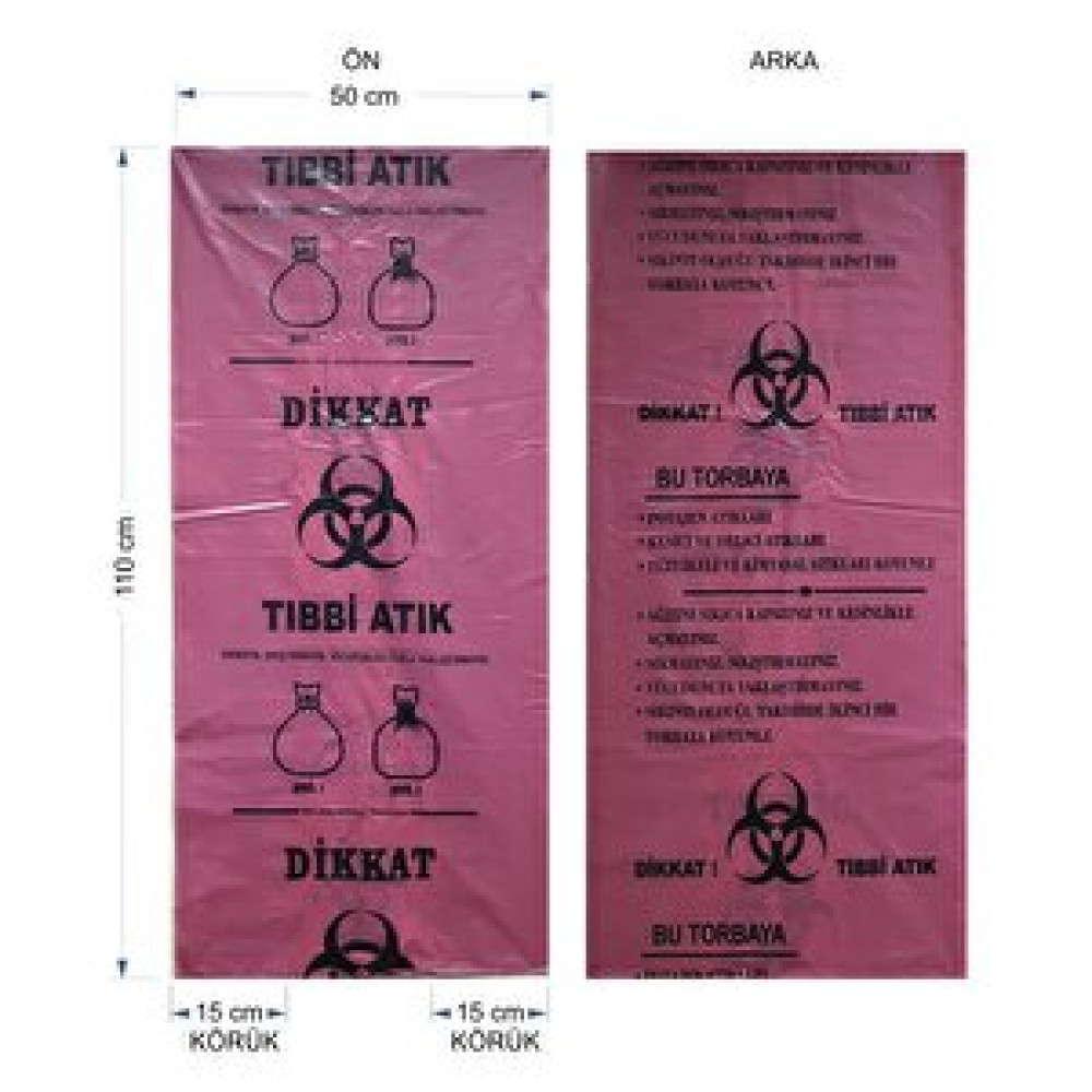 Necco 25 Kg. Dökme Tıbbi Atık Çöp Torbası 80x110 Cm. Çöp Poşetleri Fiyatı