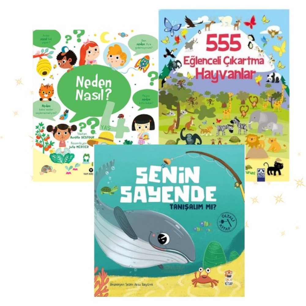 Neden Nasıl? - 555 Eğlenceli Çıkartma Hayvanlar - Senin Sayende Tanışalım mı? 3 Kitap Okul Öncesi Eğitici & Öğretici Kitaplar Fiyatı