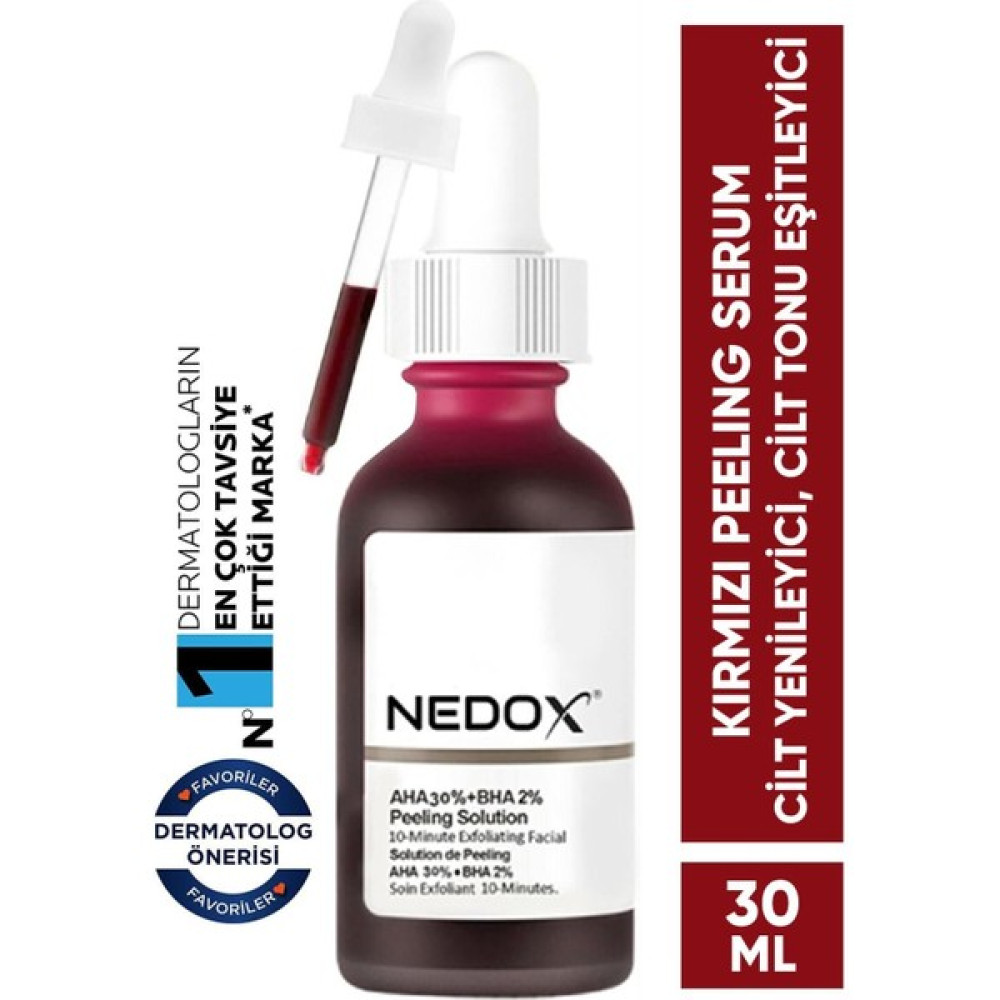Nedox Cilt Yenileyici Cilt Tonu Eşitleyici Kırmızı Peeling Serum Aha %30 Bha %2 Ph % 3.5 Serum 30 ml Anti-Aging / Yaşlanma Karşıtı Fiyatı