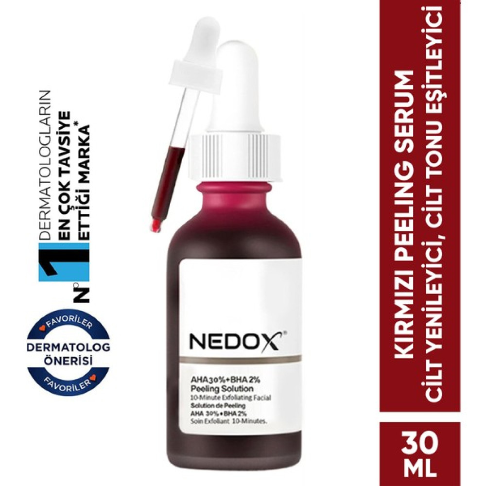 Nedox Cilt Yenileyici Cilt Tonu Eşitleyici Kırmızı Yüz Peeling Serum 30 ml Aha %30 Bha %2 Ph % 3.5 Anti-Aging / Yaşlanma Karşıtı Fiyatı