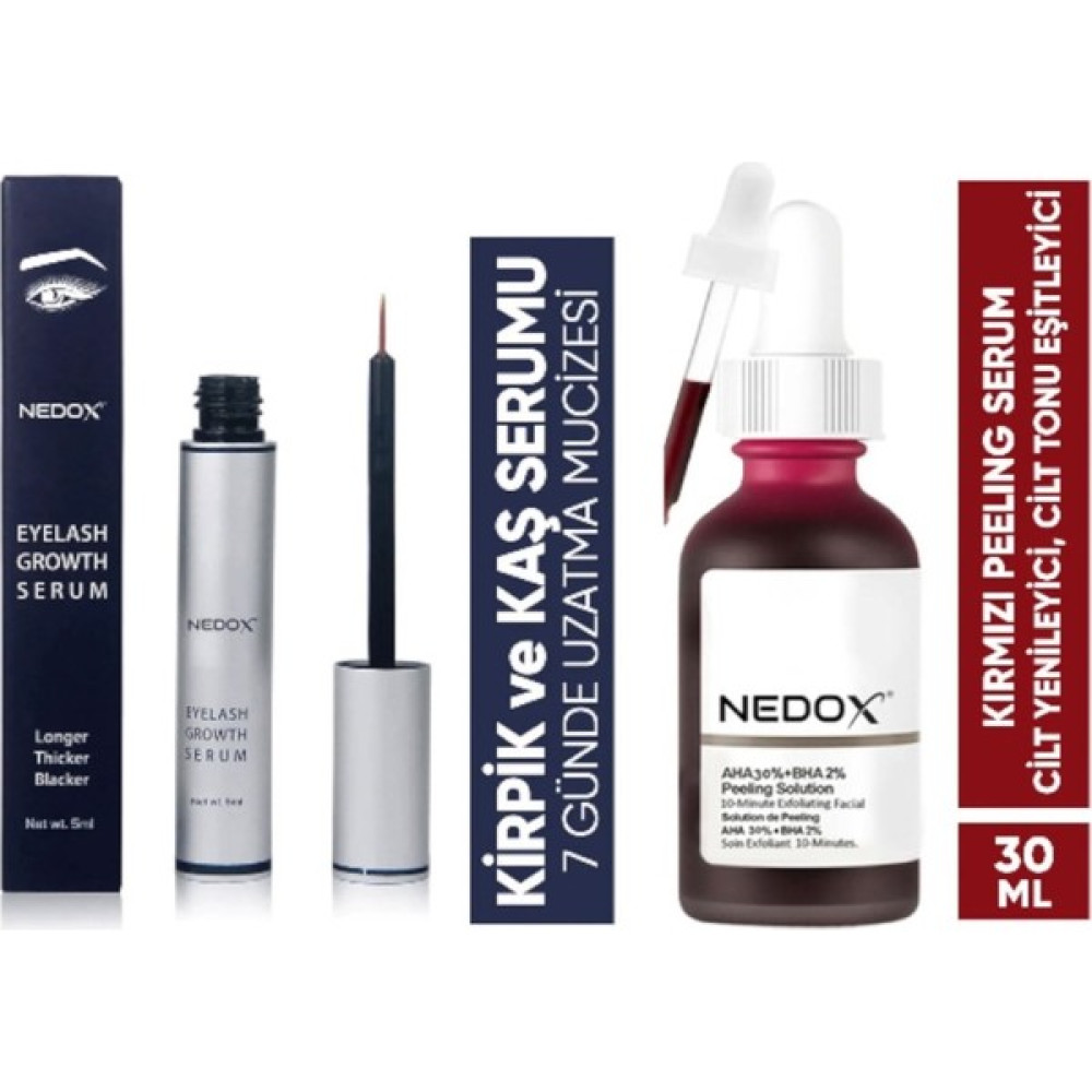 Nedox Kaş ve Kirpik Serum 6 Ml+Cilt Yenileyici Cilt Tonu Eşitleyici Kırmızı Peeling Serum Aha %30 Bha %2 Ph % 3.5 Serum 30 ml Oto Boyaları Fiyatı