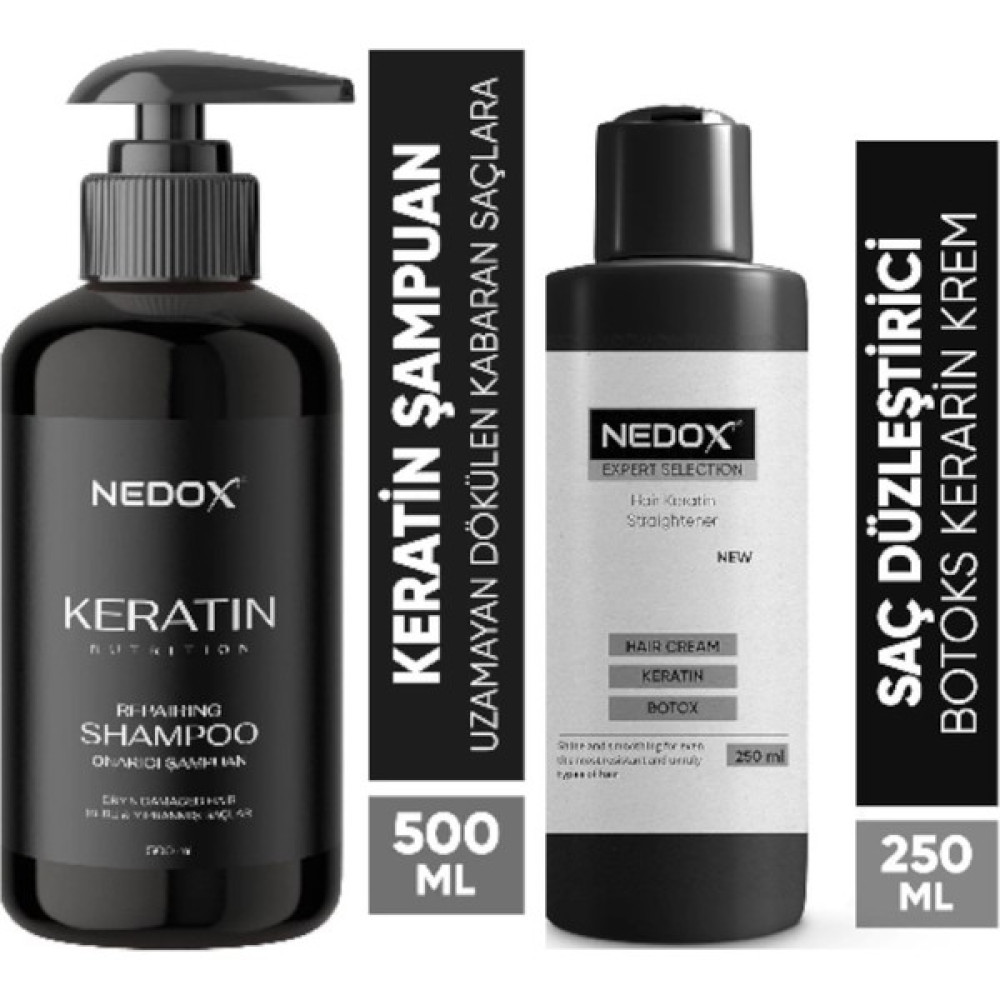 Nedox Keratinli Saç Bakım Şampuanı 500 ml + Saç Düzleştirici - Şekillendirici Keratin Botoks Krem 250 ml Oto Boyaları Fiyatı