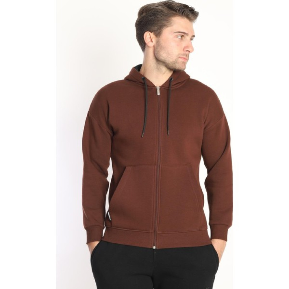 Need Life Erkek Kahve Günlük Kapüşonlu Fermuarlı Slim Fit Tek Üst Erkek Sweatshirt Fiyatı