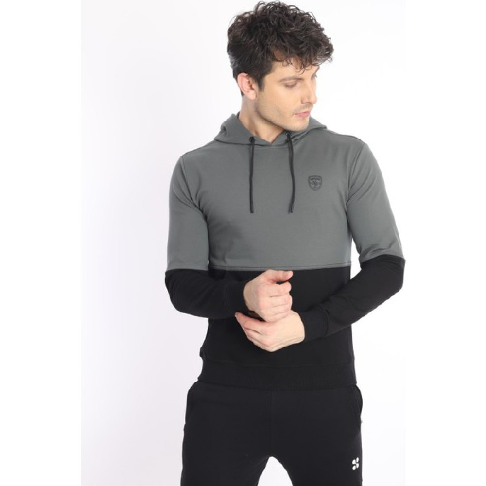 Need Life Erkek Siyah-Haki Kapüşonlu Kanguru Cepli Slim Fit Sweatshirt-ND 2213 Erkek Sweatshirt Fiyatı