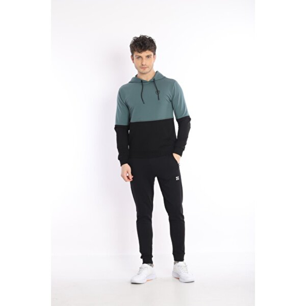 Need Life Erkek Siyah-Petrol Kapüşonlu Kanguru Cepli Slim Fit Sweatshirt-ND 2213 Erkek Sweatshirt Fiyatı