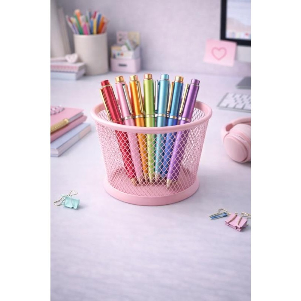 Need ND-1021 Premium Metal Tel Kalemlik | Pembe Ofis & Home Ofis Düzenleyici - Pembe - Toz Pembe - Standart Kalem & Yazı Gereçleri Fiyatı