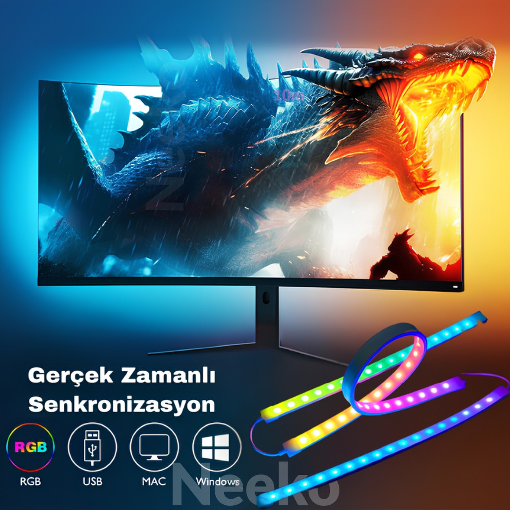 Neeko Bilgisayar Ambilight Işığı Görüntüye Duyarlı Ambilight LED 49 INC Led Aydınlatmalar Fiyatı