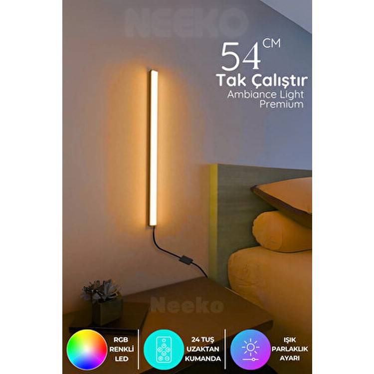 Neeko Uzaktan Kumandalı RGB Led 16 Renk Aplik 54 cm Siyah Renkli Enerji Tasarruflu Özellik - 54 x 32 mm SSD / Solid State Drive Fiyatı