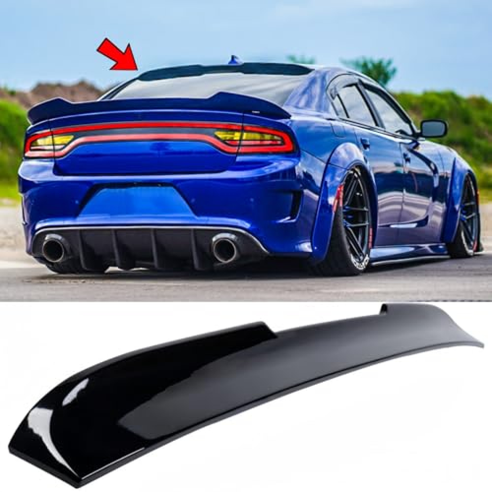 NEESPOC Rear Window Roof Spoiler Visor Wing ABS Fit for Dodge Charger SRT/GT/RT/SXT/Scat Pack/Daytona 2015-2023 Gloss Black V-Style Lip Exterior Accessories
