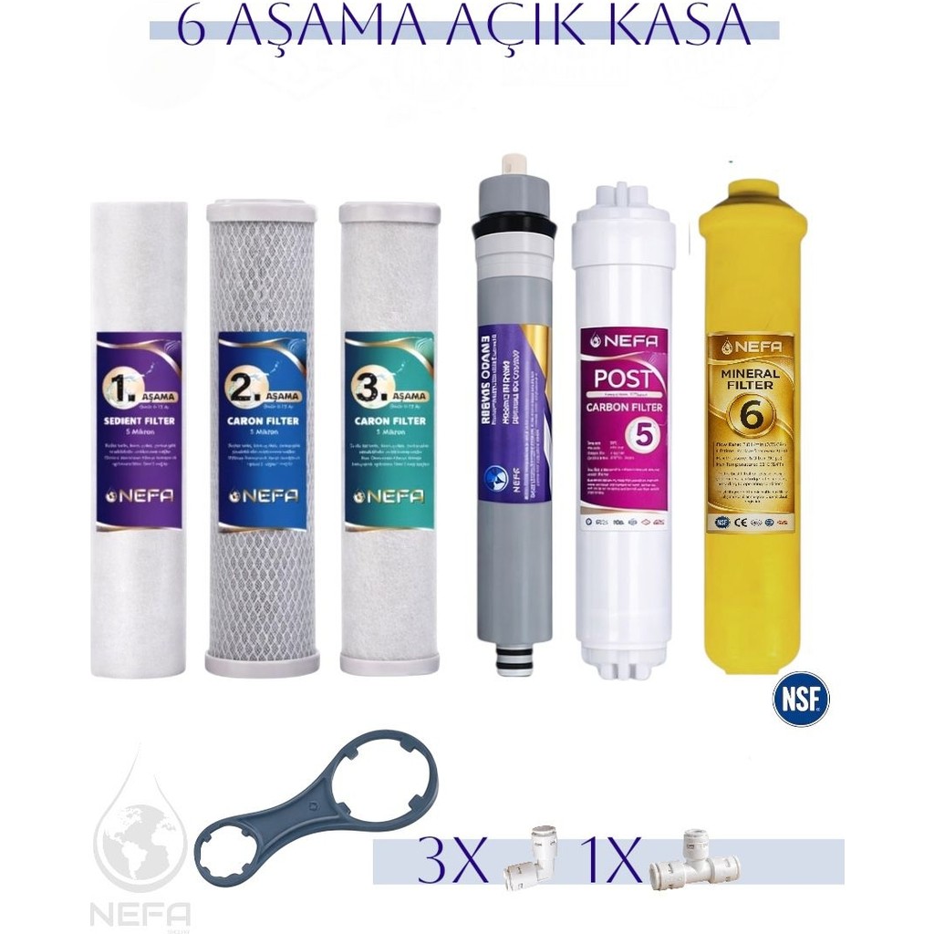 Nefa Açık Kasa Su Arıtma ve Ihlas Aura Cebilion -Compact Model- Uyumlu Extra Mineral 6'lı Filtre Seti Su Arıtma Cihazı Fiyatı