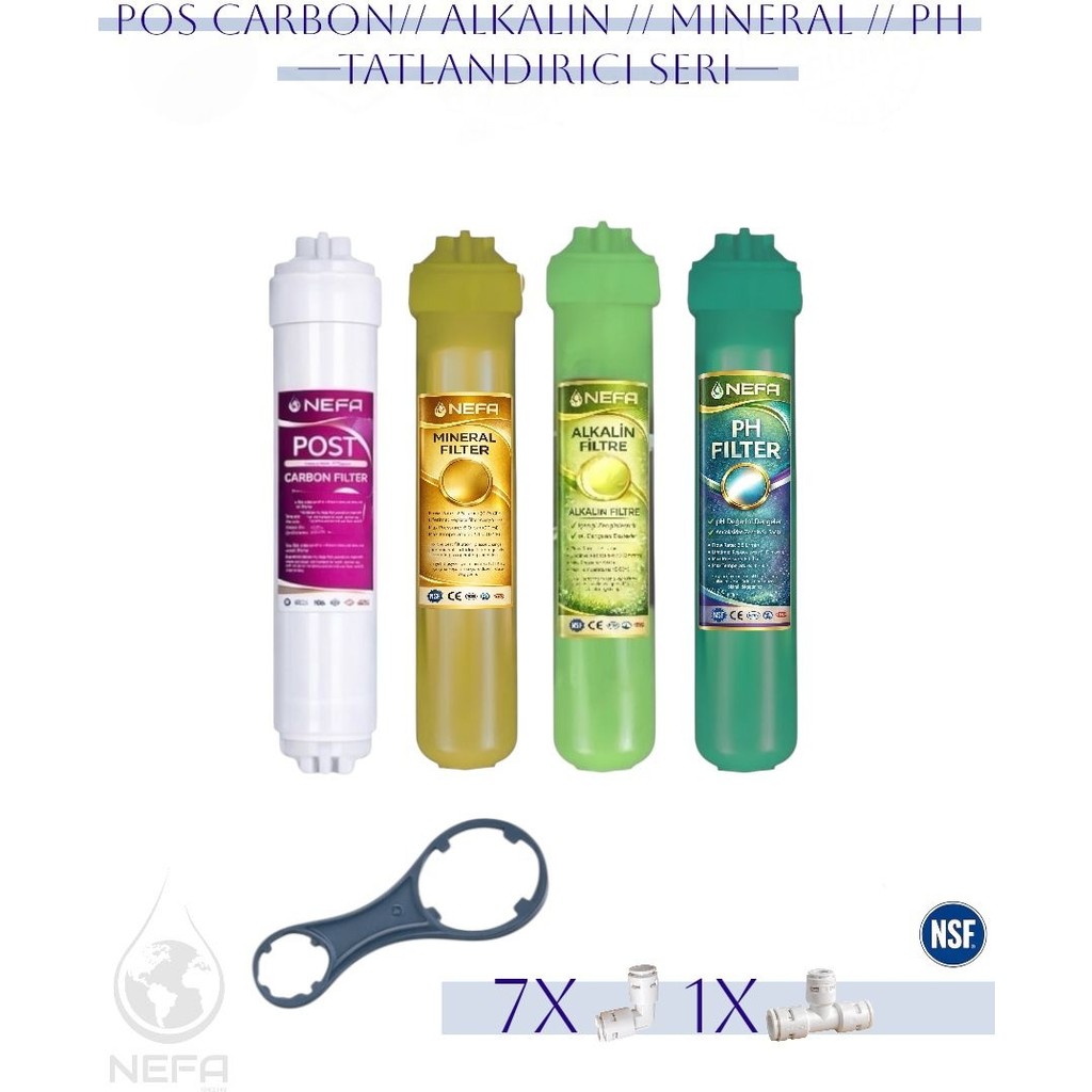 Nefa Tüm Arıtma Cihazlarına Uyumlu Post Karbon - Alkali - Mineral - Ph, 4'lü Su Arıtma Tatlandırıcı Seri - . Su Arıtma Cihazı Fiyatı
