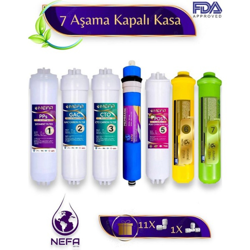 Nefa Tüm Kapalı Kasalar ve Ihlas (Silver, Plus, Platinum ) Su Arıtma 7'li Filtre Seti, 80 Gpd Membran Bahçe Makinesi Aksesuar & Yedek Parça Fiyatı