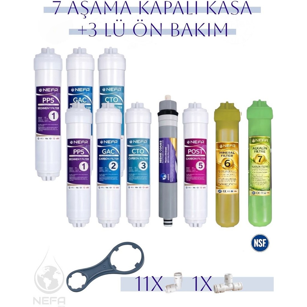 Nefa Tüm Kapalı Kasalar ve Ihlas (Silver, Plus, Platinum) Uyumlu, 1,5 Yıllık Bakım, 7+3 Filtre Seti - . Diğer Fiyatı