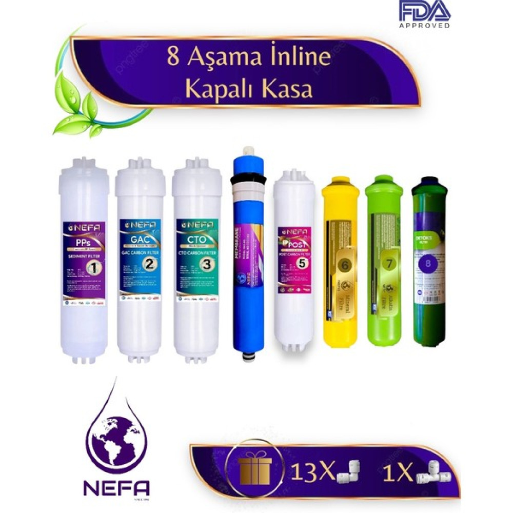 Nefa Tüm Kapalı Kasalar ve İhlas (Silver,plus,platinum Uyumlu),8'li Filtre Seti, (Çift Karbonlu),80 Gpd Su Arıtma Filtre Seti Bahçe Makinesi Aksesuar & Yedek Parça Fiyatı