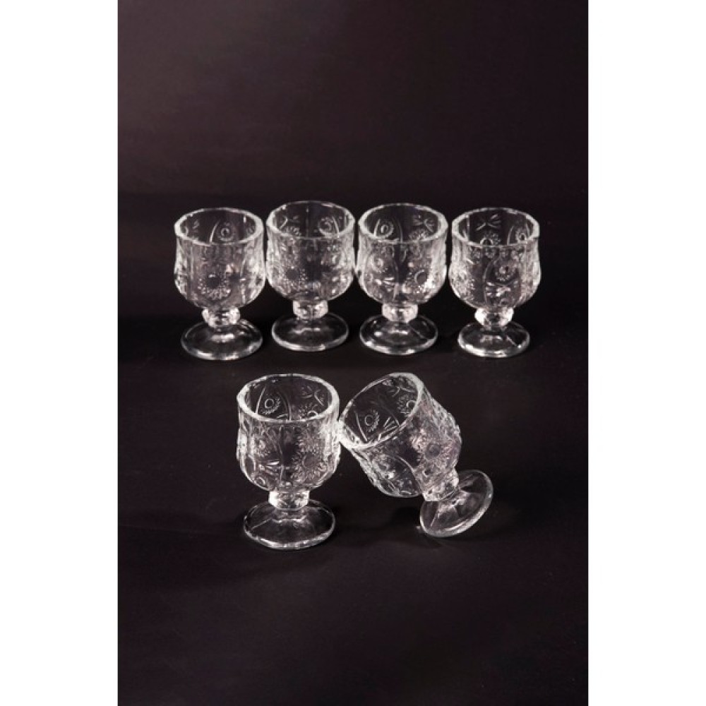 Nefertiya Ayaklı Kahve Yanı Bardağı Kristal Kesim Shot Bardak 7cm x 4 cm 6 Lı Set Fincan / Bardak / Kahve Takımı Fiyatı