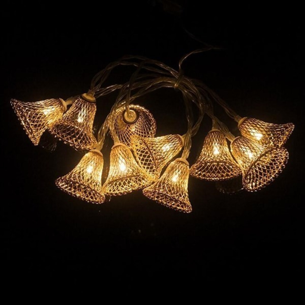 Nefertiya Buffer® Parti ve Özel Gün Dekorasyonu Çan Şeklinde Metal Şerit LED Işık - Ahşap Avize Fiyatı