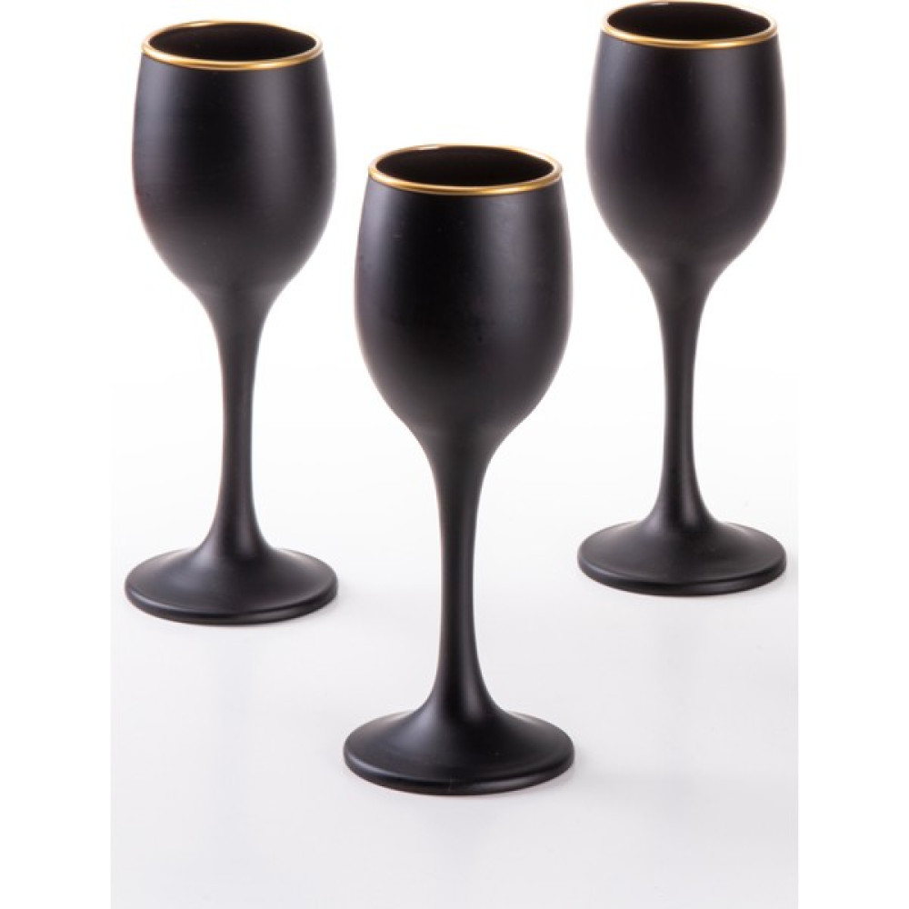 Nefertiya Grappa Mat Siyah Ayaklı Kahve Yanı Su Bardağı Premium 6 Lı Set Kadeh 125CC x 6 Adet - Kırmızı Fincan / Bardak / Kahve Takımı Fiyatı