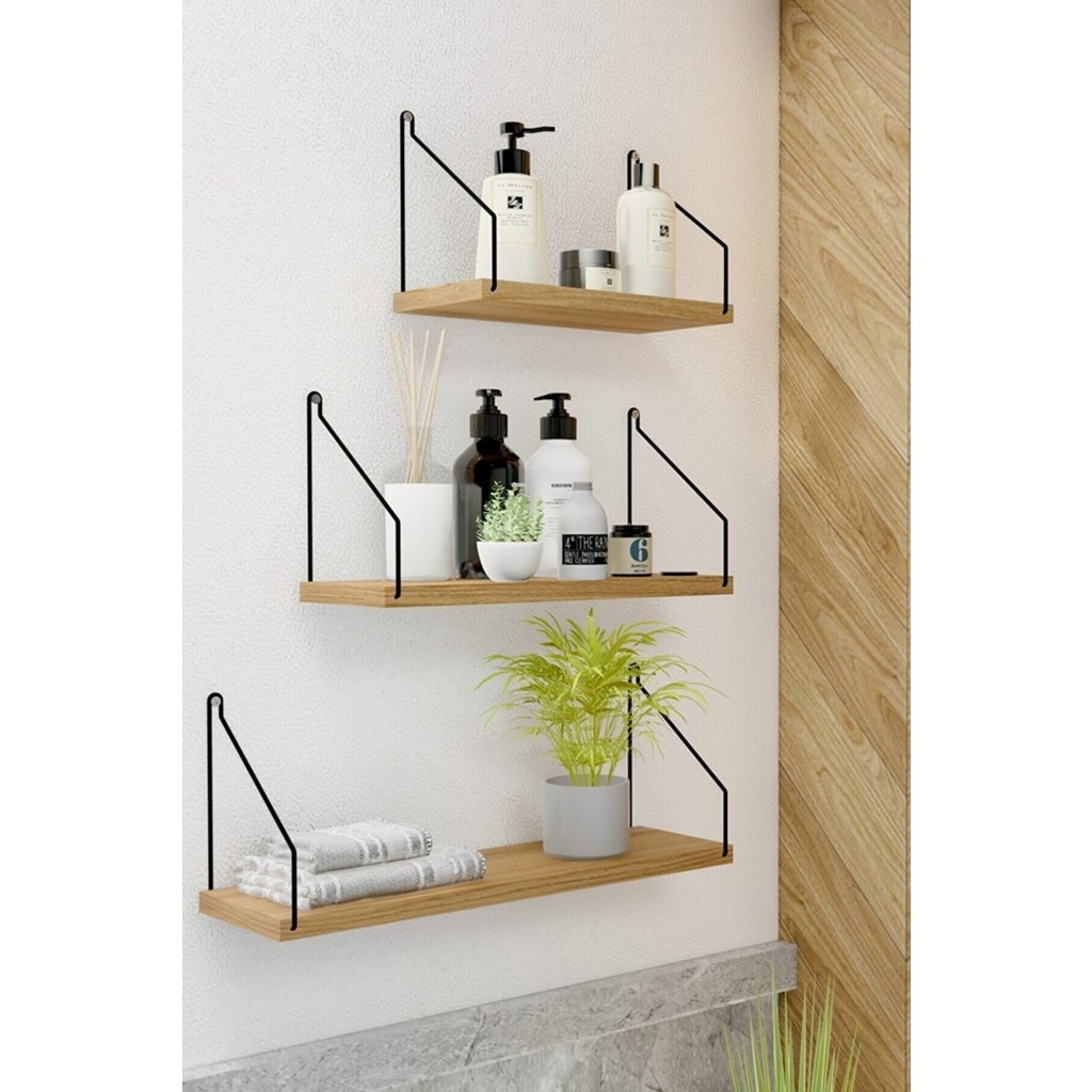 Nefes Design 3'lü Duvar Rafı Uçan Raf Seti - Ahşap Duvar Rafı Fiyatı