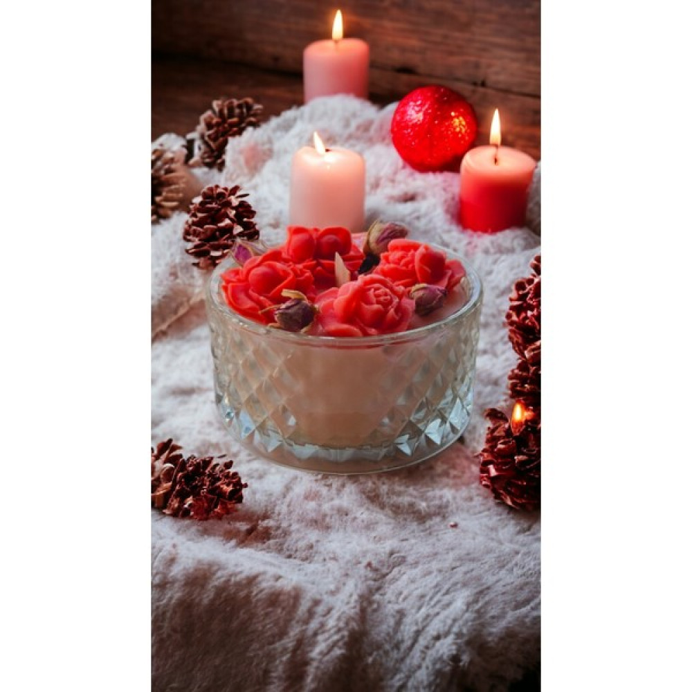 Nefha Candle Tomurcuk Gül Dekorlu Soya Wax Hediyelik Mum - 1 Adet Dekoratif Mum Fiyatı
