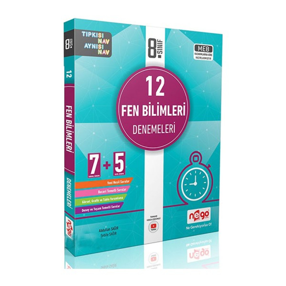 Nego Yayınları 8. Sınıf Fen Bilimleri 12'li Branş Deneme Ders Sınav Kitapları Fiyatı