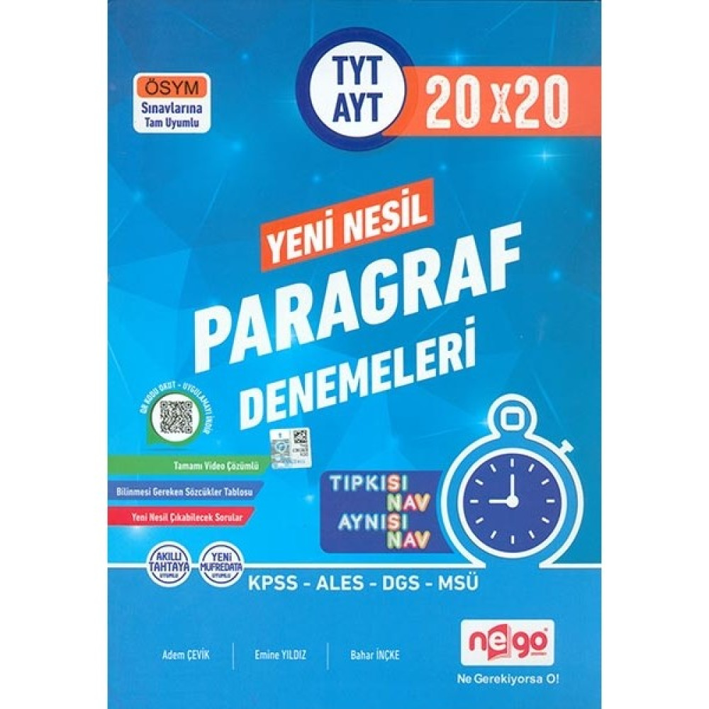 Nego Yayınları Yeni Nesil 20X20 Paragraf Denemeleri Nego Yayınları Edebiyat Fiyatı