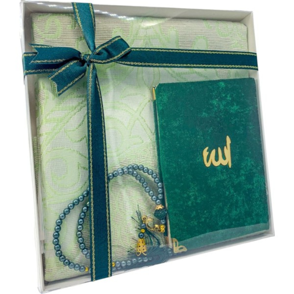Nehir Hediyelik Çeyizlik Hediyelik Yasin Seccade Tesbihlüks Set - 120 x 70 cm - Yeşil Seccade Fiyatı